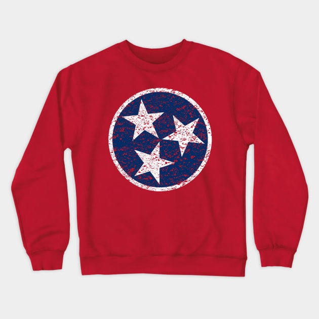 Tennessee Flag Symbol - Blue Distressed Crewneck Sweatshirt by Mouse Magic with John and Joie